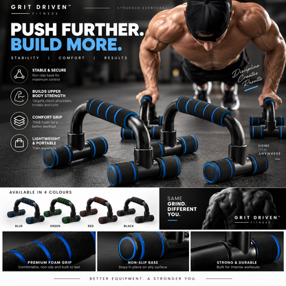 Grit Driven™ IronCore Push-Up Bars | Elevate Every Rep